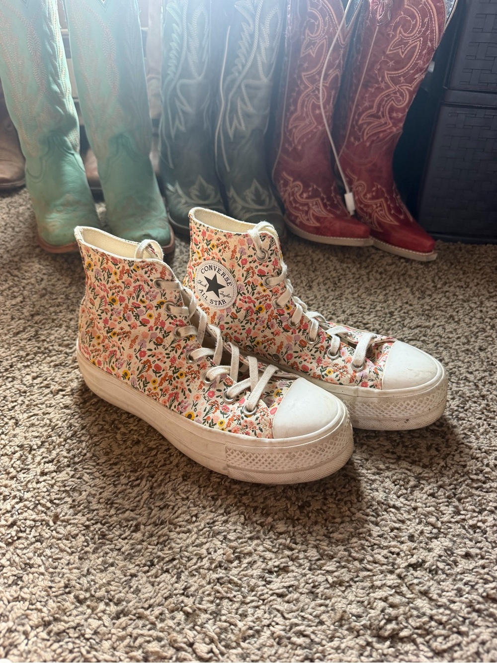 Converse Chuck Taylor Floral High-Top Platform Sneakers - White/Pastel Floral